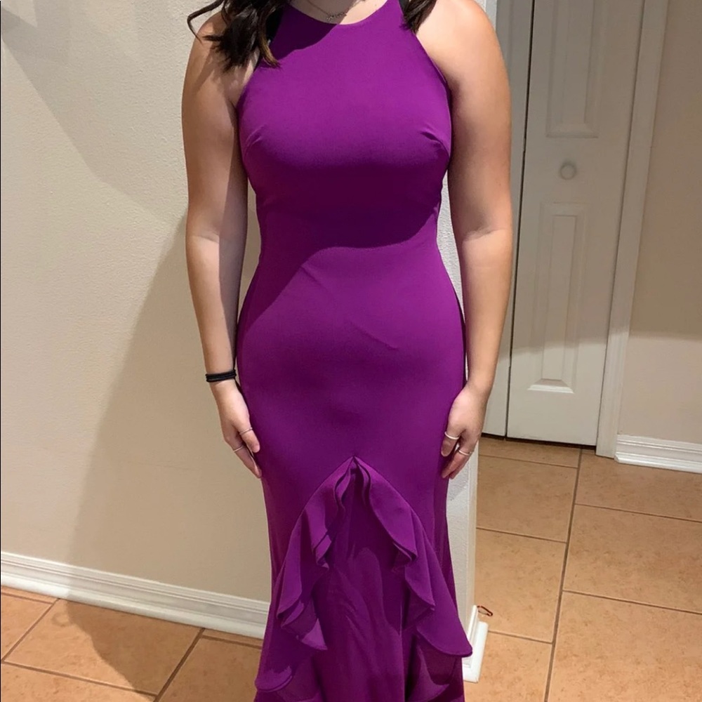 Belle Badgley Mischka sz 0 ruffle gown rn127117